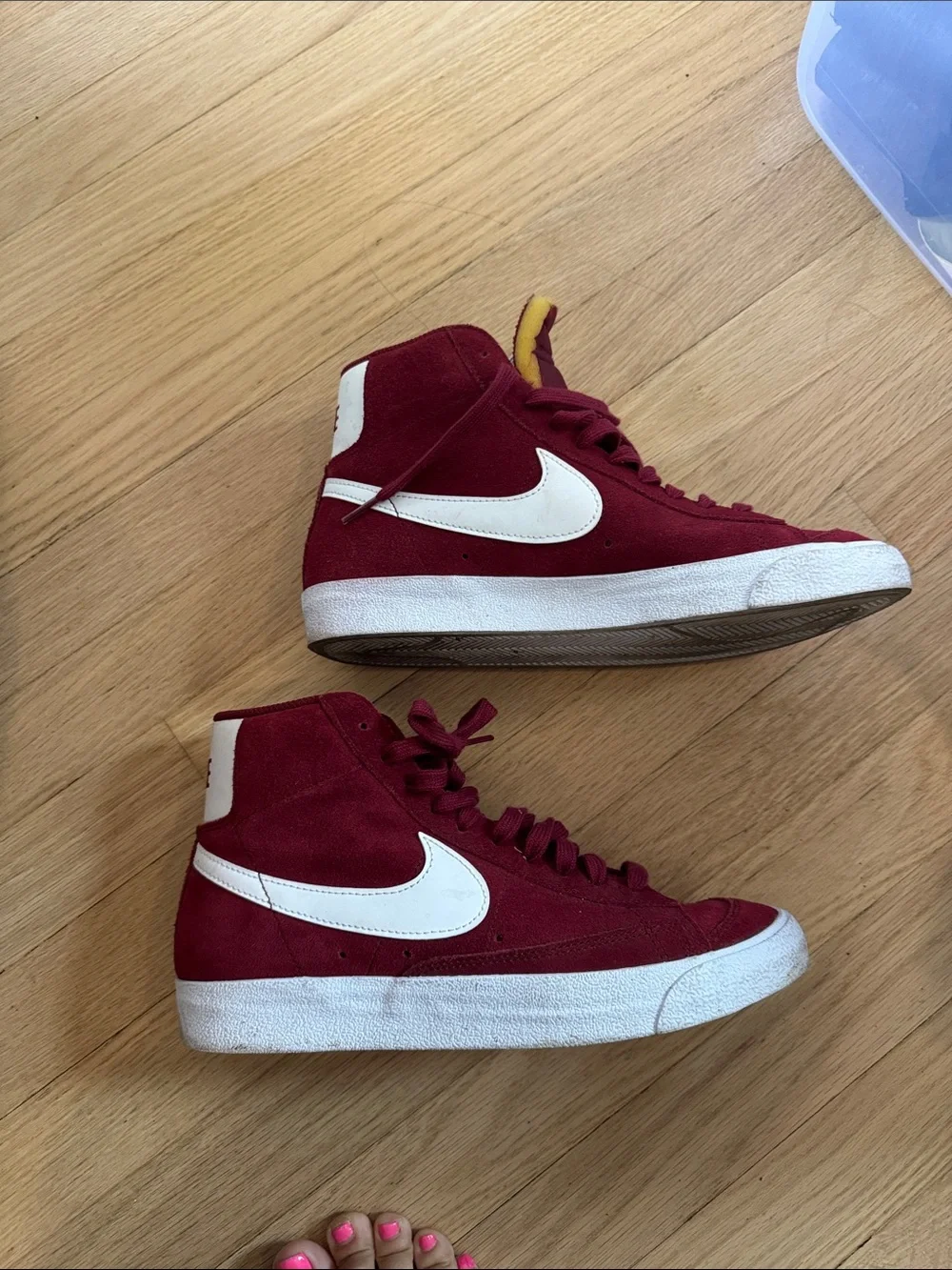 Nike High-Top Suede Sneakers - Burgundy & White, unisex
